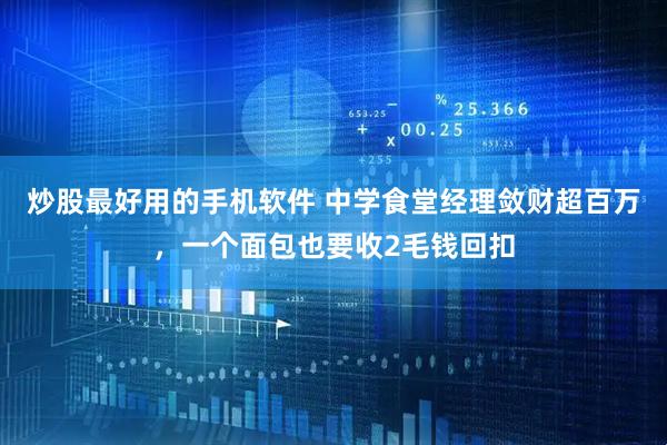 炒股最好用的手机软件 中学食堂经理敛财超百万，一个面包也要收2毛钱回扣